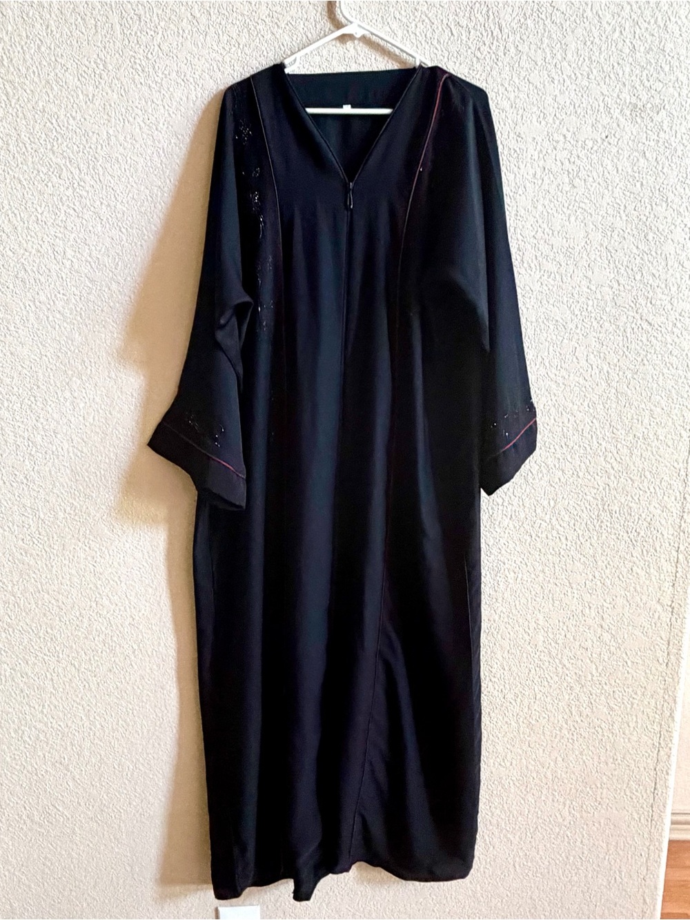 Abaya Black Zip Up Modest Prayer Robe Womens Size L / XL length 56 Islamic